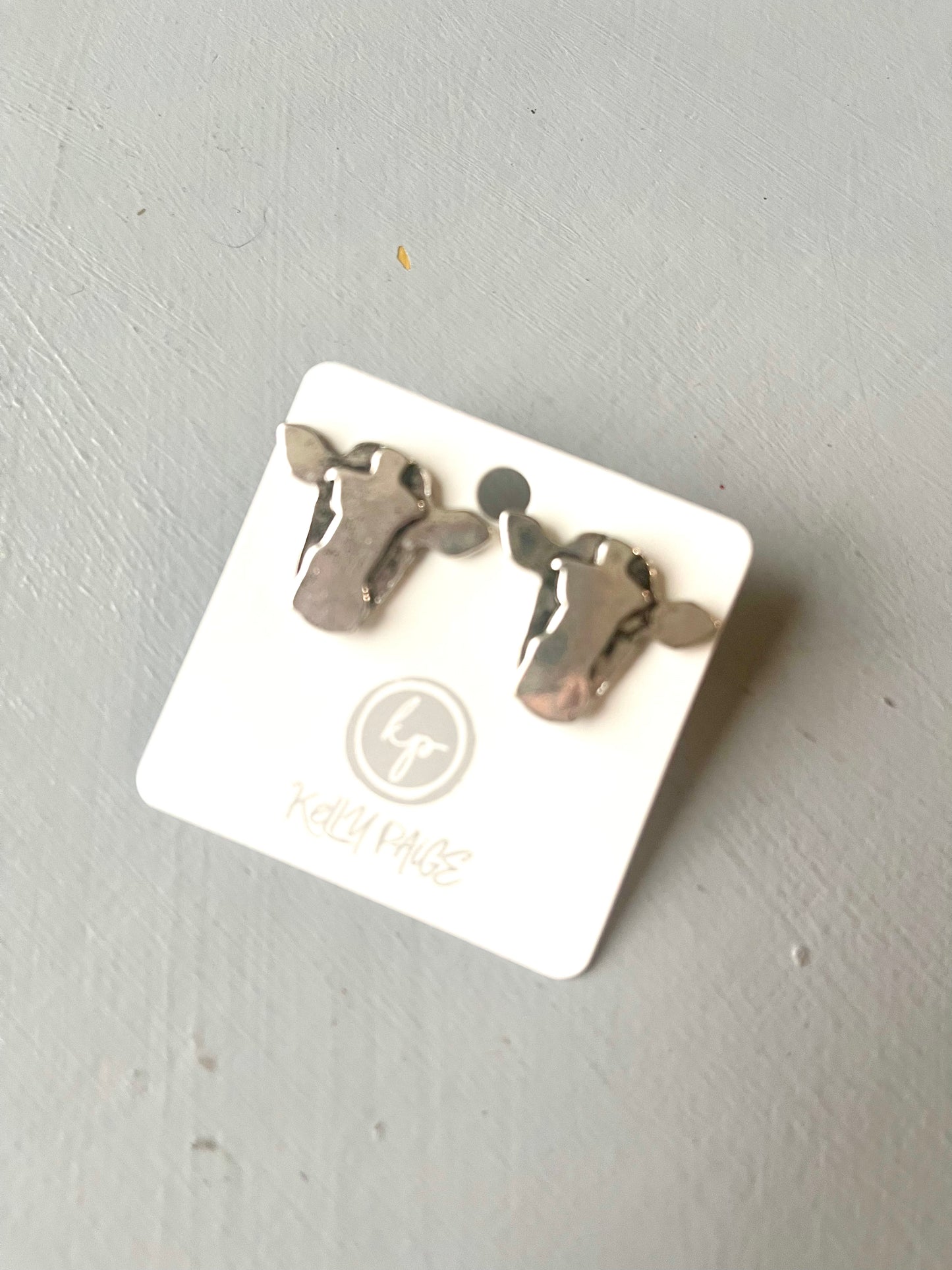 Silver Cow stud earrings