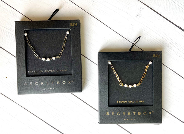 Dainty pearl chain necklace