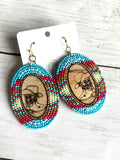 Bead and wooden boots earrings