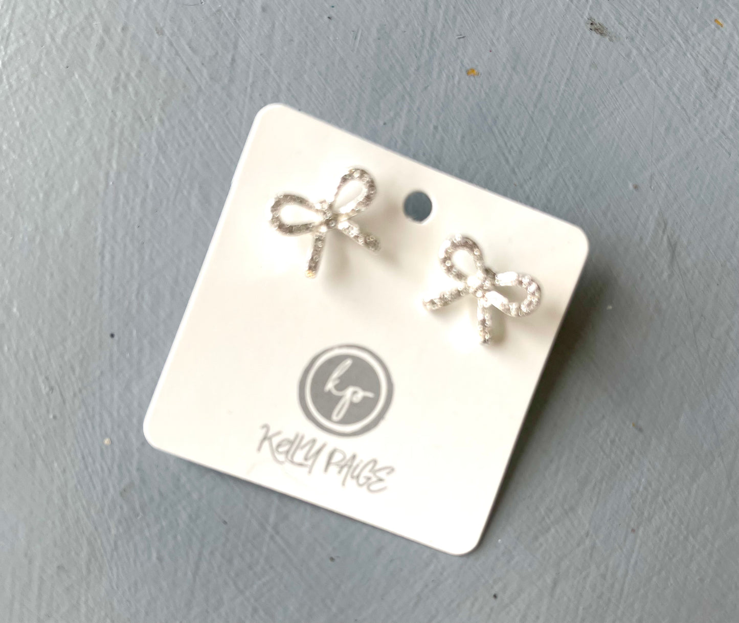 Silver Rhinestone bow Earrings