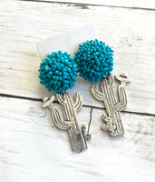 Beaded cactus earrings