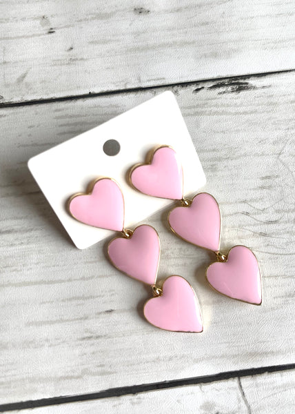 Enamel heart earrings