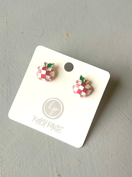 Checkered Apple Stud Earrings