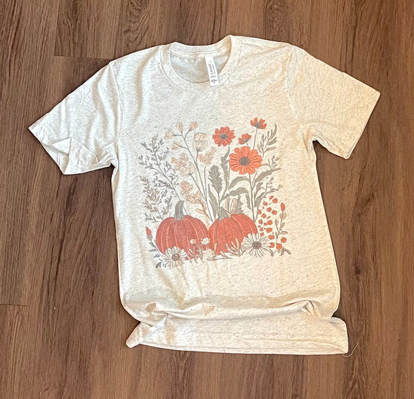 ADULT pumpkin and floral shirt