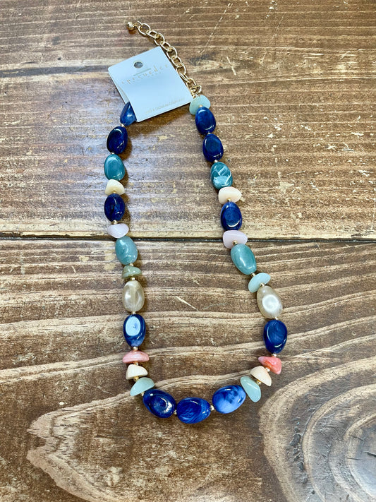 Navy beaded necklace