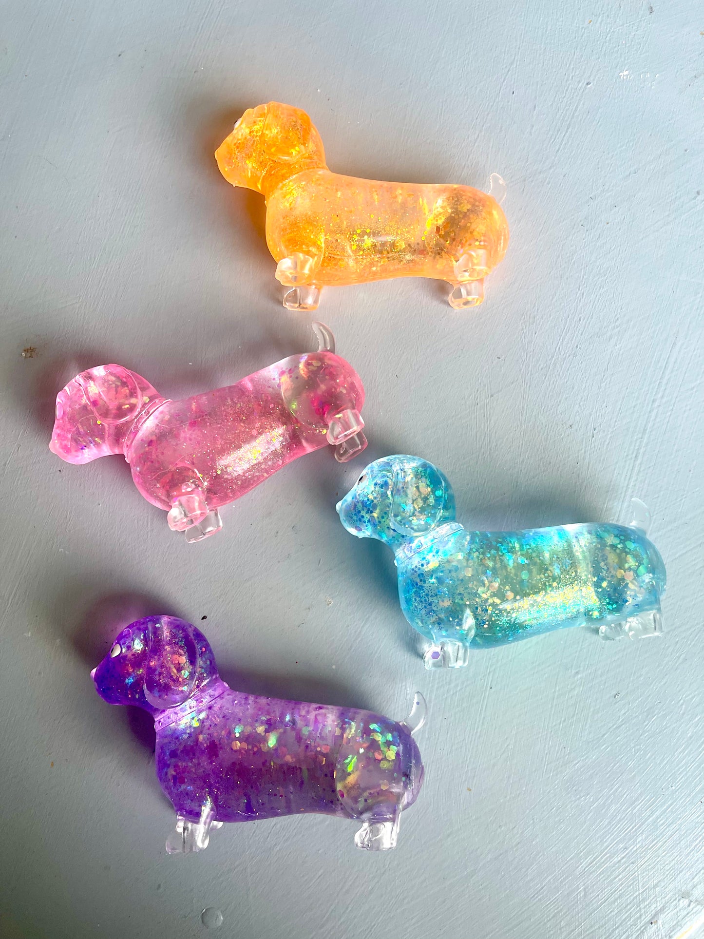 Squish glitter dog
