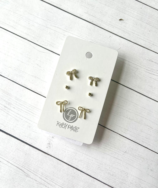 Mini Bow Stud trio earrings