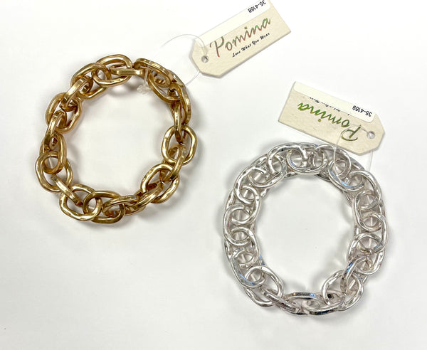 Metal link stretch bracelet