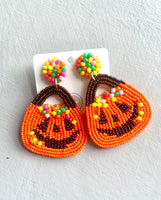 Beaded Pumpkin Candy bucket Earrings