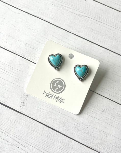 Heart turquoise Stud earrings