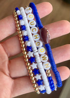 Blue football bracelet stack