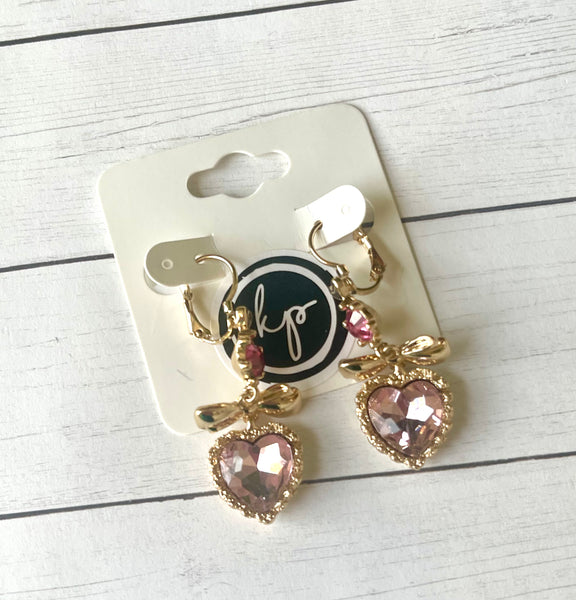 Pink Stone Heart earrings