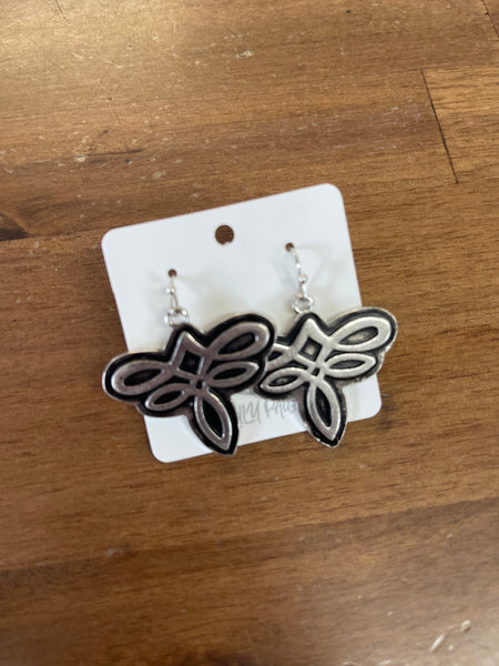Silver boot stitch earrings