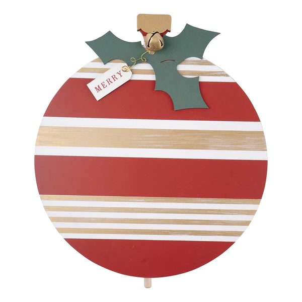 Red and Gold Striped Ornament topper