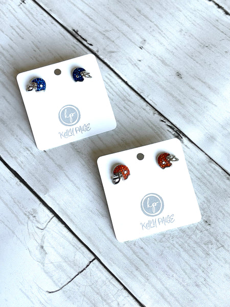 Mini football helmet stud earrings