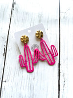 Pink Cactus Earrings