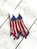 Beaded long flag earrings