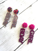 BDAY GIRL acrylic earrings