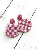 Checkered Beaded Earrings